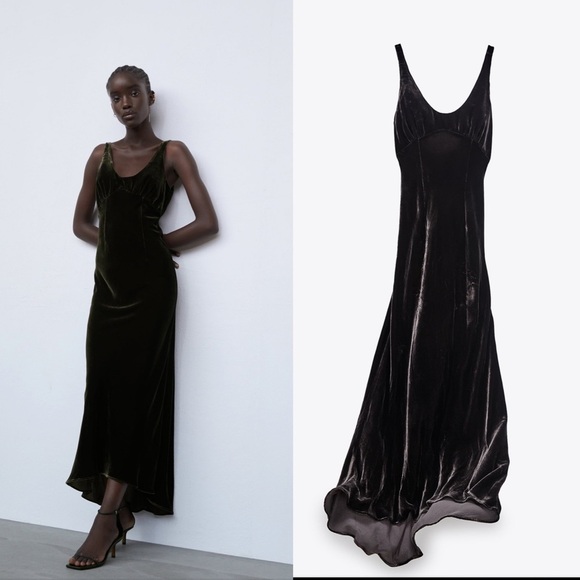 ZARA BNWT Velvet Lingerie-Style Dress - Picture 1 of 6